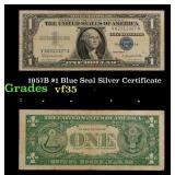1957B $1 Blue Seal Silver Certificate Grades vf++