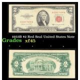 1953B $2 Red Seal United States Note Grades xf+