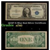 1935F $1 Blue Seal Silver Certificate Grades xf