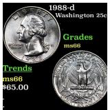 1988-d Washington Quarter 25c Grades GEM+ Unc