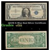 1957B $1 Blue Seal Silver Certificate Grades vf++