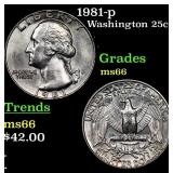 1981-p Washington Quarter 25c Grades GEM+ Unc