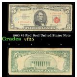 1963 $5 Red Seal United States Note Grades vf+
