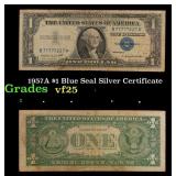 1957A $1 Blue Seal Silver Certificate Grades vf+
