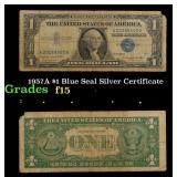 1957A $1 Blue Seal Silver Certificate Grades f+