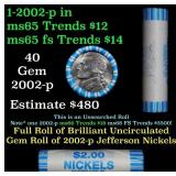 BU Shotgun Jefferson 5c roll, 2002-p 40 pcs Bank $