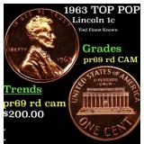 1963 Proof Lincoln Cent TOP POP! 1c Graded pr69 rd
