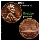 1964 Proof Lincoln Cent 1c Grades Gem++ Proof Red