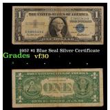 1957 $1 Blue Seal Silver Certificate Grades vf++