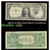 1957A $1 Blue Seal Silver Certificate Grades vf+