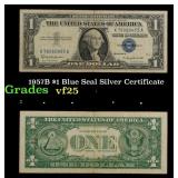 1957B $1 Blue Seal Silver Certificate Grades vf+
