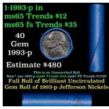 BU Shotgun Jefferson 5c roll, 1993-p 40 pcs Bell T