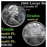 1966 Large Beads Canada Dollar KM# 64.1 1 Grades C