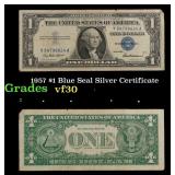 1957 $1 Blue Seal Silver Certificate Grades vf++