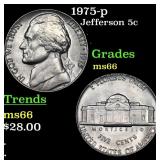 1975-p Jefferson Nickel 5c Grades GEM+ Unc