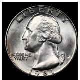 1981-d Washington Quarter 25c Grades GEM++ Unc