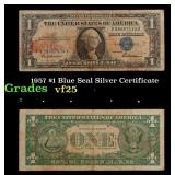 1957 $1 Blue Seal Silver Certificate Grades vf+