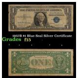 1957B $1 Blue Seal Silver Certificate Grades f+
