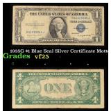1935G $1 Blue Seal Silver Certificate Graded vf+ M