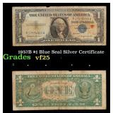 1957B $1 Blue Seal Silver Certificate Grades vf+