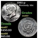 1981-p Kennedy Half Dollar 50c Grades GEM++ Unc
