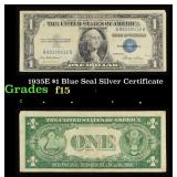 1935E $1 Blue Seal Silver Certificate Grades f+