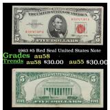 1963 $5 Red Seal United States Note Grades Choice