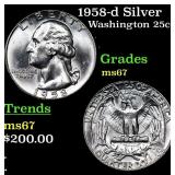 1958-d Washington Quarter Silver 25c Grades GEM++