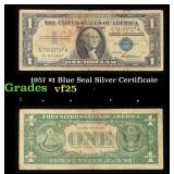 1957 $1 Blue Seal Silver Certificate Grades vf+