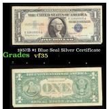 1957B $1 Blue Seal Silver Certificate Grades vf++