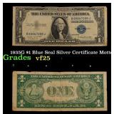 1935G $1 Blue Seal Silver Certificate Grades vf+ M