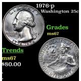 1976-p Washington Quarter 25c Grades GEM++ Unc