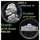 1981-s Proof Jefferson Nickel 5c pr70 dcam SEGS