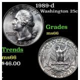 1989-d Washington Quarter 25c Grades GEM+ Unc