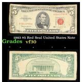 1963 $5 Red Seal United States Note Grades vf++