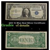 1957 $1 Blue Seal Silver Certificate Grades vf det