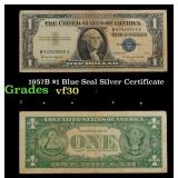 1957B $1 Blue Seal Silver Certificate Grades vf++