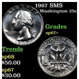 1967 SMS Washington Quarter 25c Grades sp67+