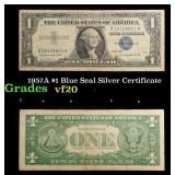 1957A $1 Blue Seal Silver Certificate Grades vf, v