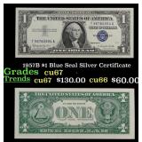 1957B $1 Blue Seal Silver Certificate Grades Gem++