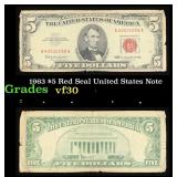 1963 $5 Red Seal United States Note Grades vf++