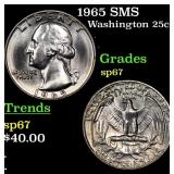 1965 SMS Washington Quarter 25c Grades sp67