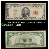 1963 $5 Red Seal United States Note Grades vf++