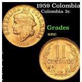 1959 Colombia 2 Centavos KM#214 Grades Brilliant U