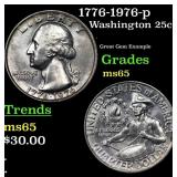 1776-1976-p Washington Quarter 25c Grades GEM Unc