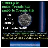BU Shotgun Jefferson 5c roll, 1990-p 40 pcs Bank $