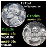1971-d Jefferson Nickel 5c Grades GEM++ 5fs