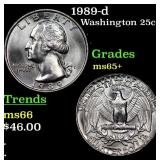 1989-d Washington Quarter 25c Grades GEM+ Unc