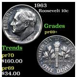 1963 Proof Roosevelt Dime 10c Grades GEM++ Proof