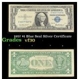 1957 $1 Blue Seal Silver Certificate Grades vf++